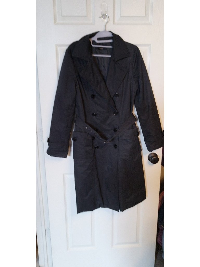 Vintage Linda Richards Luxury Black Trenchcoat Coat Sz M
